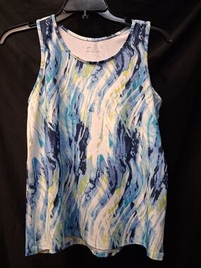 Avia Blue, Aqua & Lime Abstract Print Tank Top
